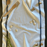 Torchon de cuisine Blanc et noir brodé - Bon appétit - Collection les grands classiques - Simone Home