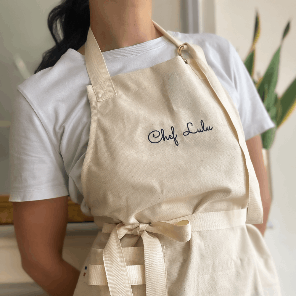 Tablier personnalisé - Coloris Beige  - Broderie