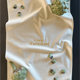 Torchon de cuisine Beige brodé - Coeur d'artichaut - Collection Flirt - Simone Home