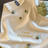 Torchon de cuisine Beige brodé - Coeur d'artichaut - Collection Flirt - Simone Home