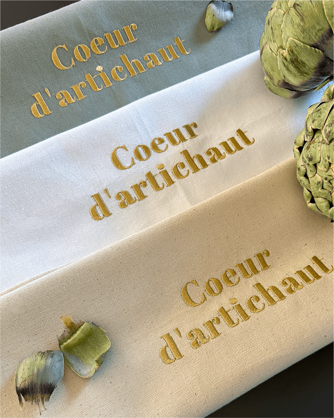 Torchon de cuisine brodé - Coeur d'artichaut - Collection Flirt - Simone Home