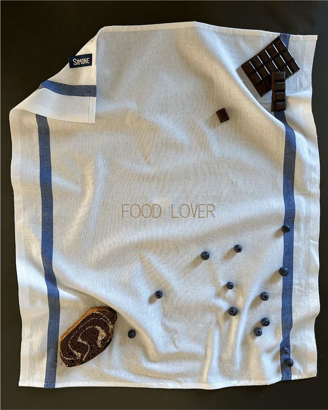 Torchon de cuisine Blanc et bleu - Food lover - Collection les grands classiques - Simone Home