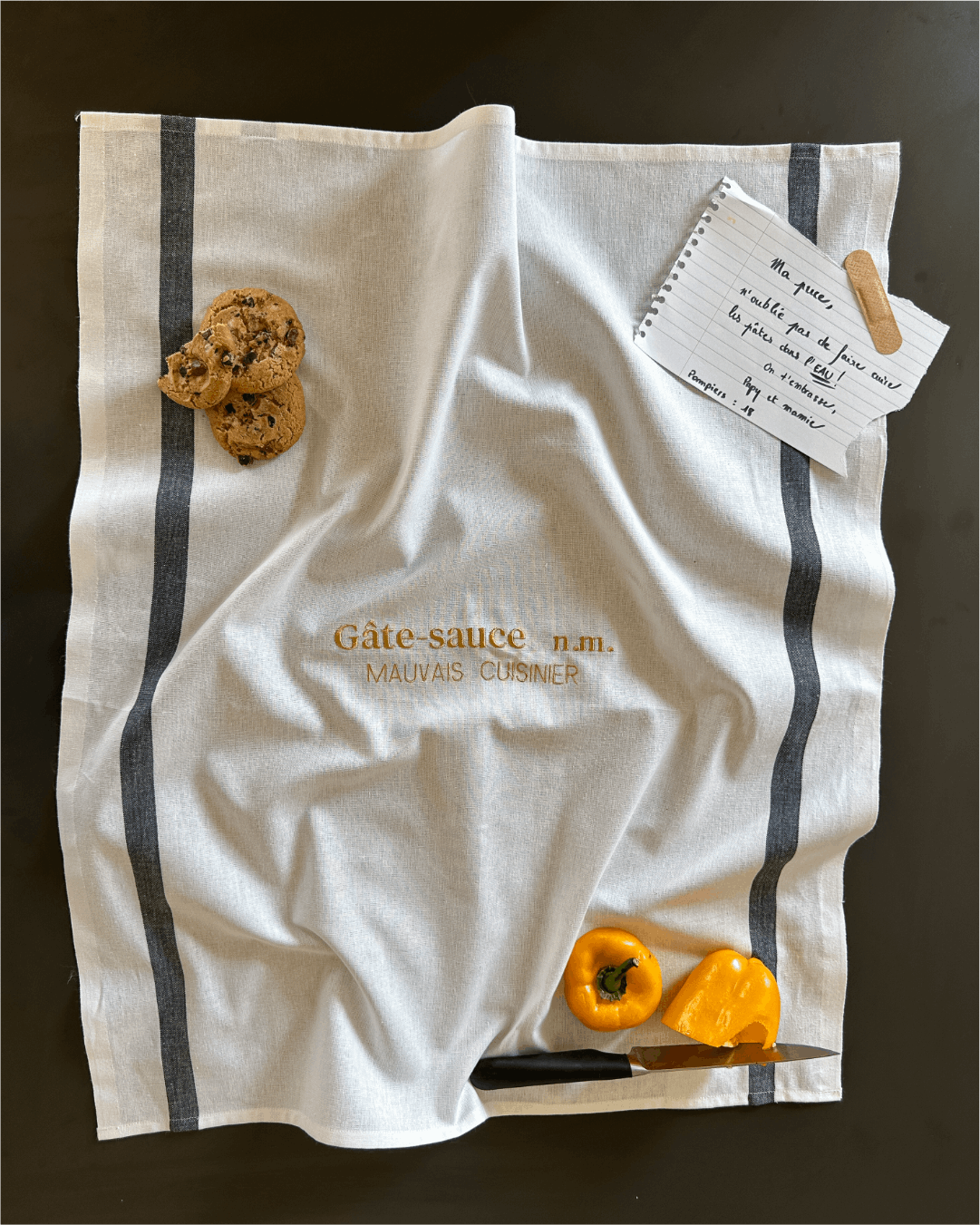 Torchon de cuisine Blanc et Noir - Gâte sauce - Collection cata de la cuisine - Simone Home
