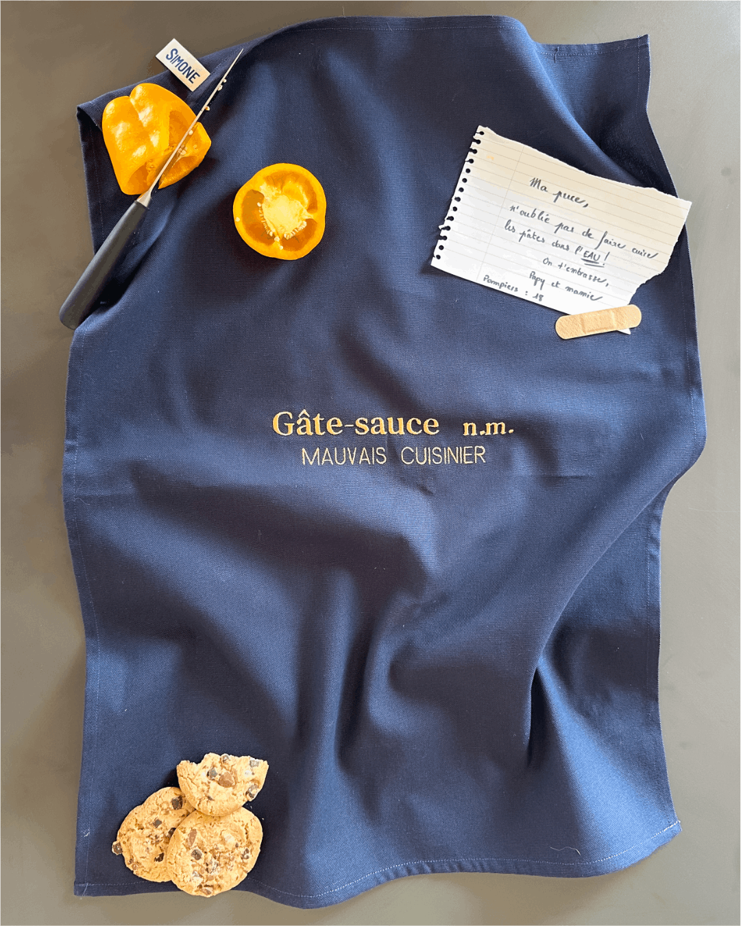 Torchon de cuisine Bleu Marine - Gâte sauce -  Collection cata de la cuisine - Simone Home