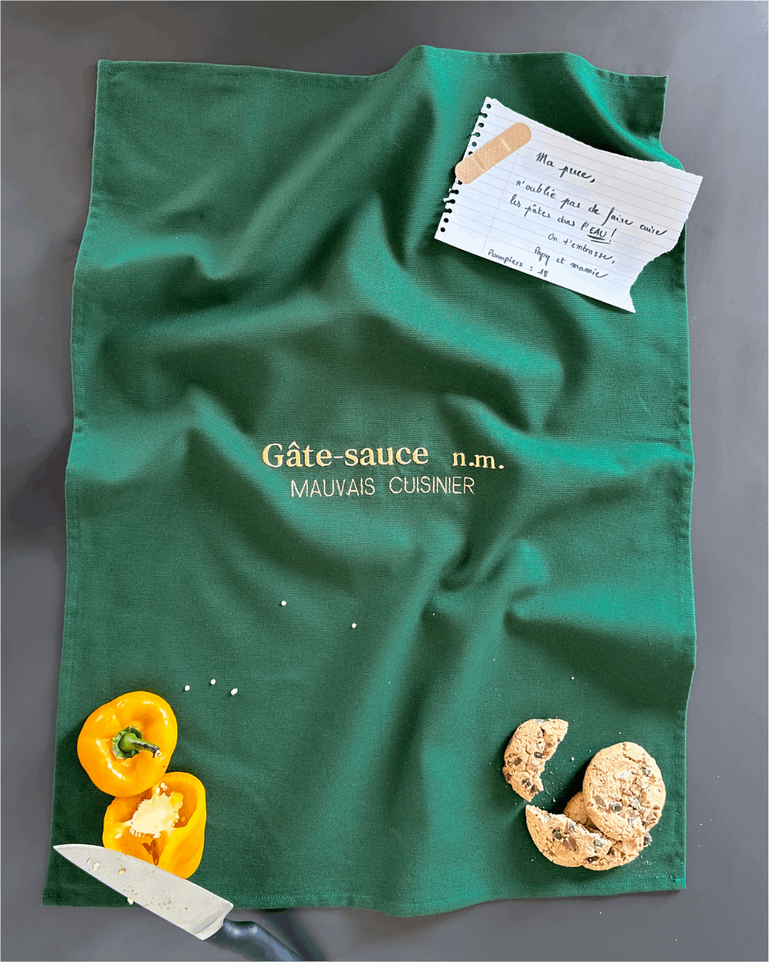 Torchon de cuisine Vert Sapin - Gâte sauce - Collection cata de la cuisine - Simone Home
