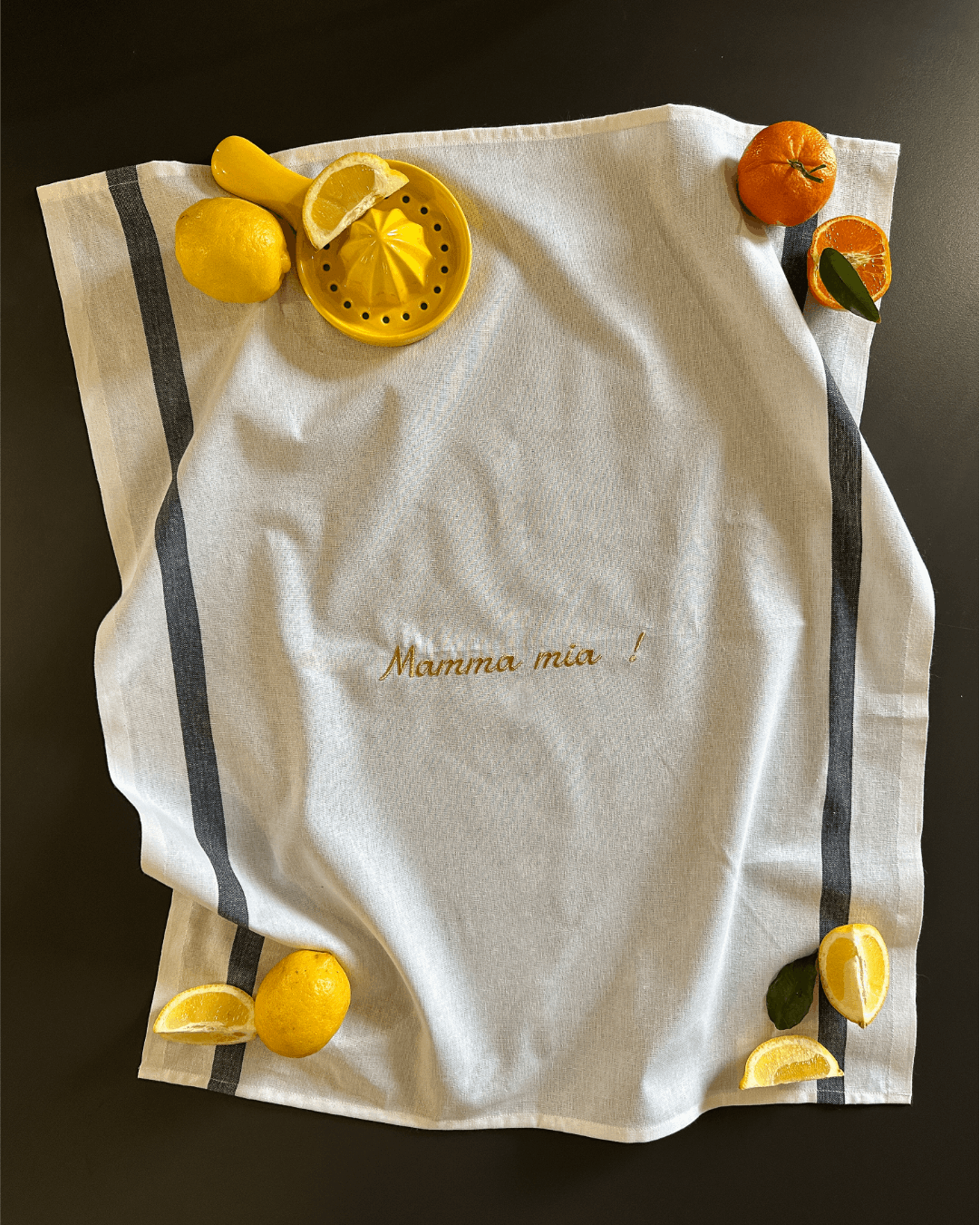 Torchon de cuisine Blanc et noir - Mamma mia - Collection La dolce vita - Simone Home