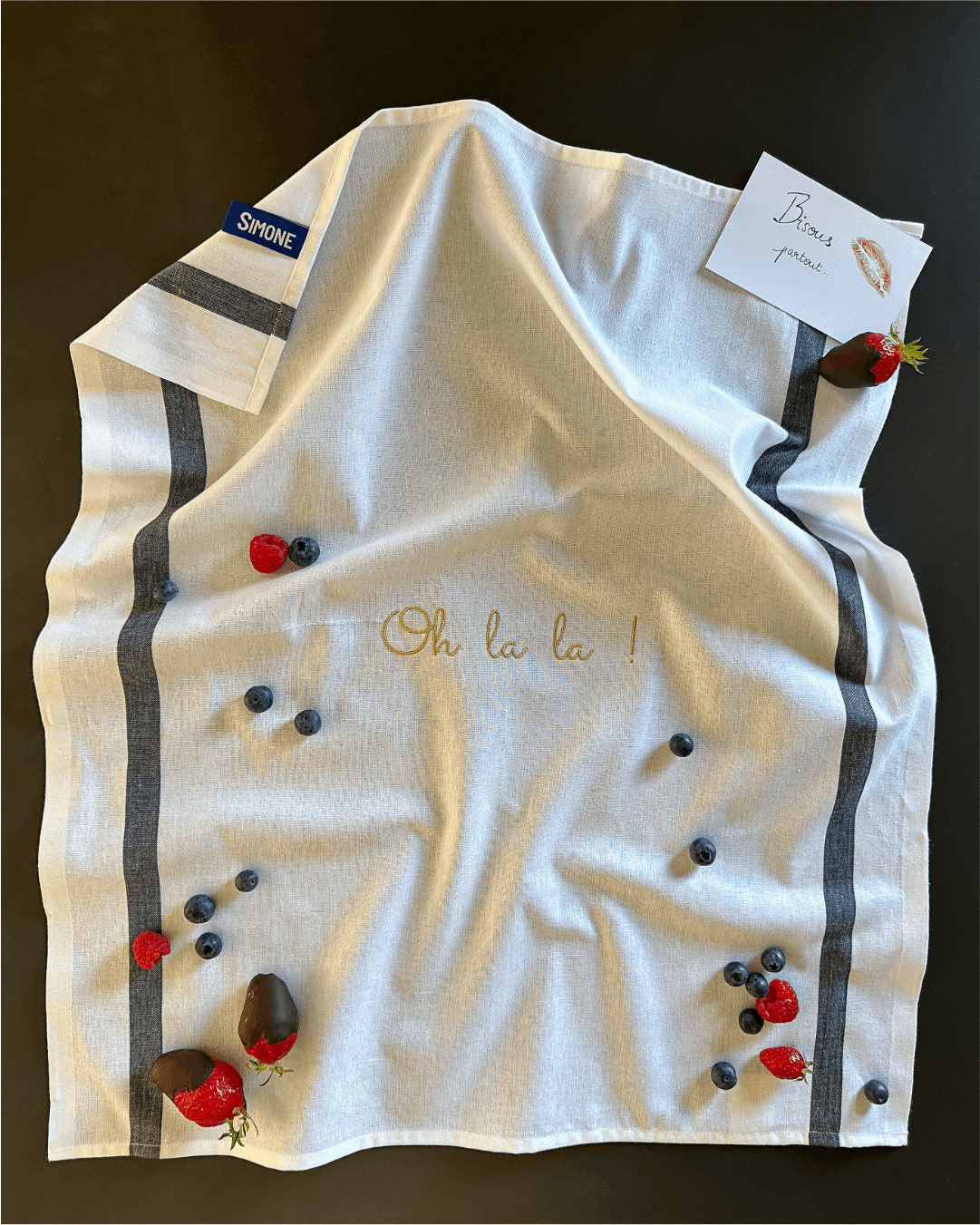 Torchon de cuisine Blanc et Noir - Ohlala - Collection Flirt - Simone Home