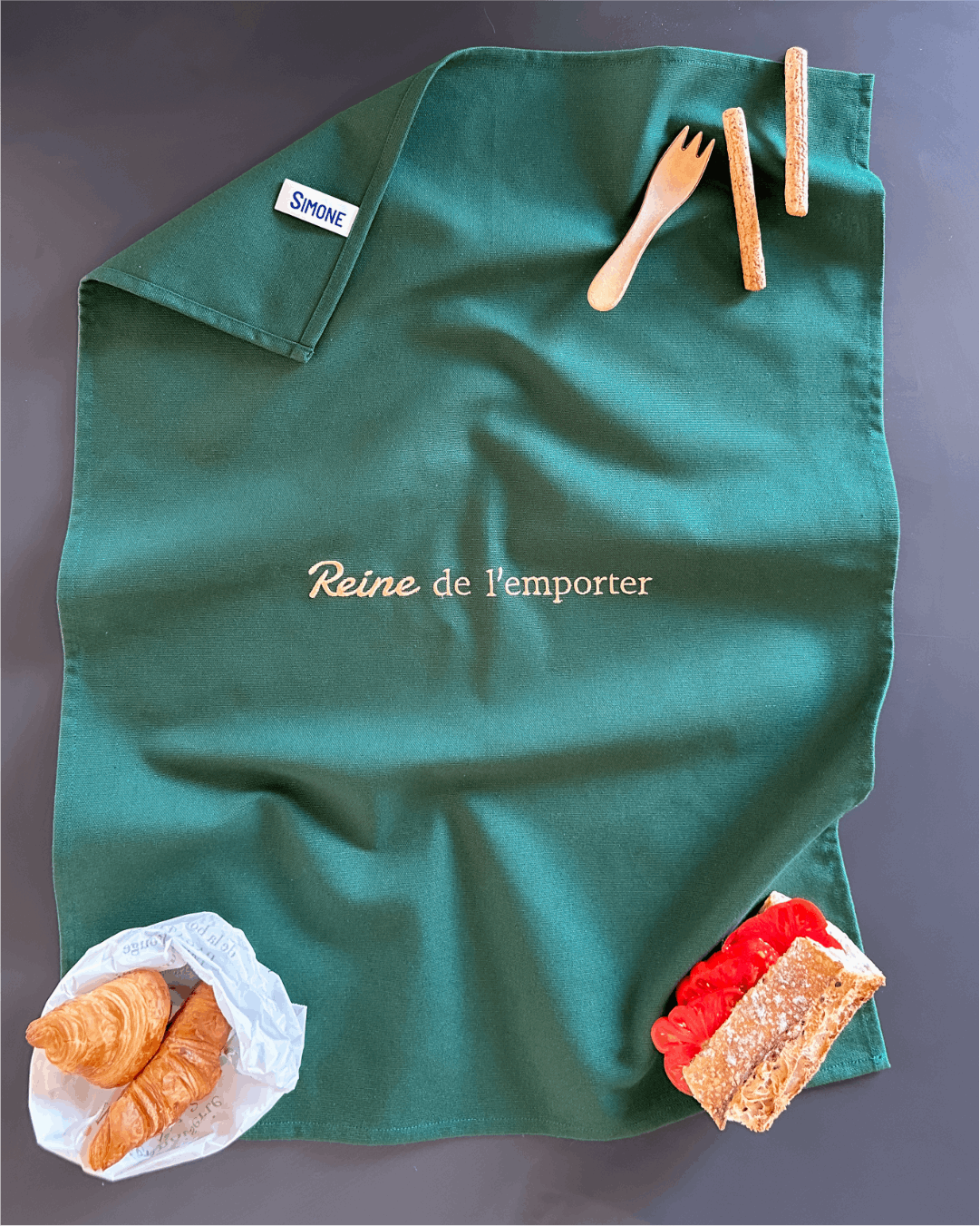 Torchon de cuisine Vert Sapin - Reine de l'emporter - Collection Cata de la cuisine - Simone Home