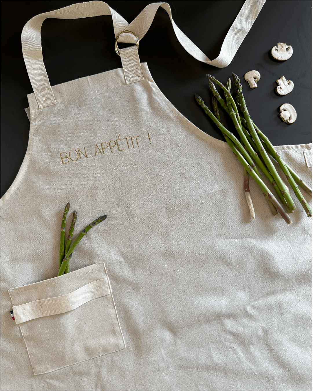 Tablier de cuisine Beige brodé - Bon appétit - Collection les grands classiques - Simone Home