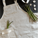 Tablier de cuisine Beige brodé - Bon appétit - Collection les grands classiques - Simone Home
