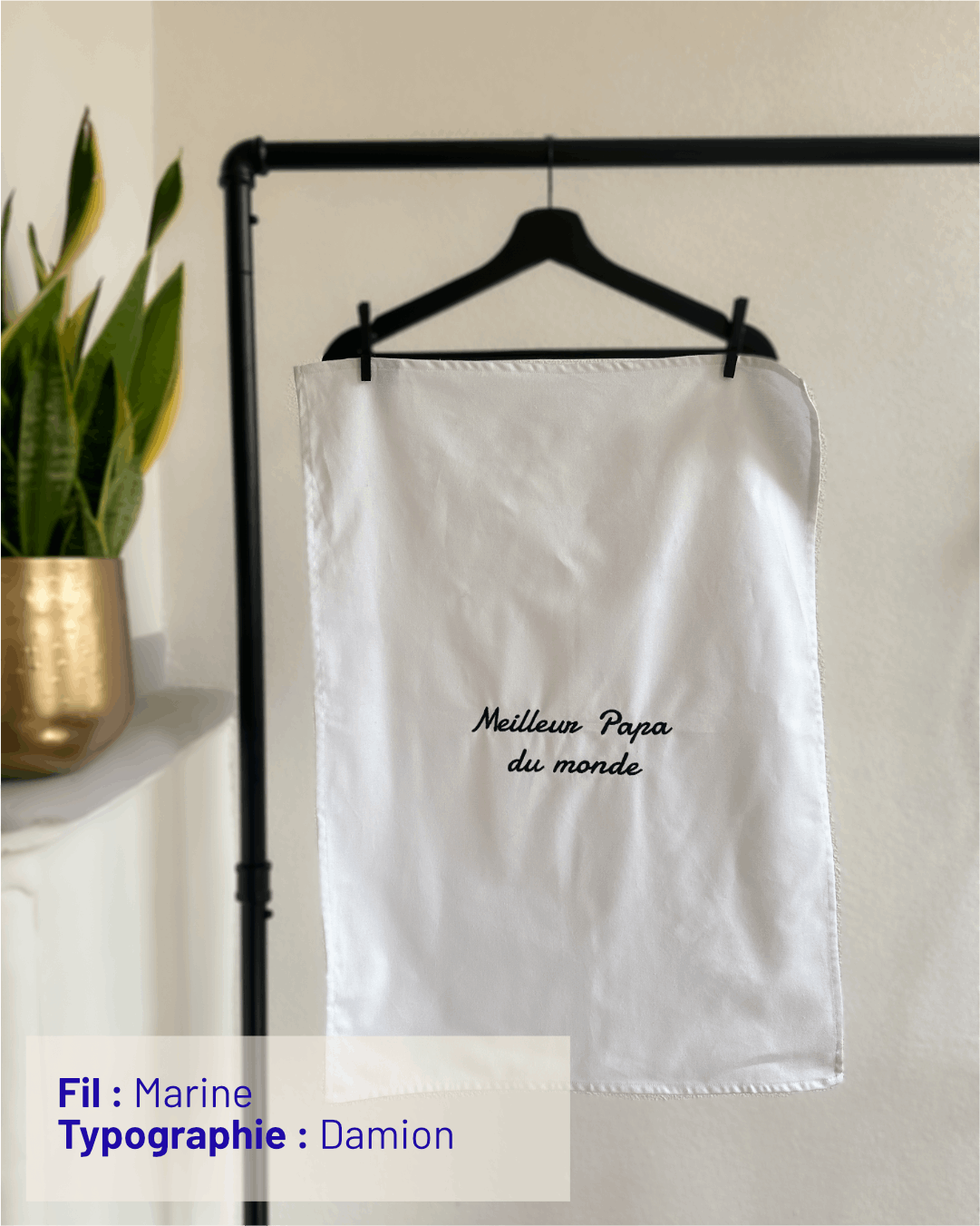 Torchon personnalisable - Broderie personnalisée - Coloris Blanc - Simone Home