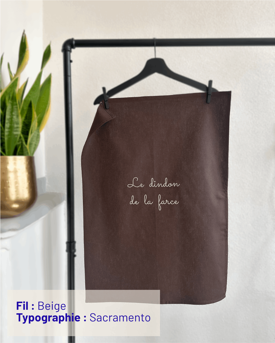 Torchon personnalisable - Broderie personnalisée - Coloris Chocolat - Simone Home