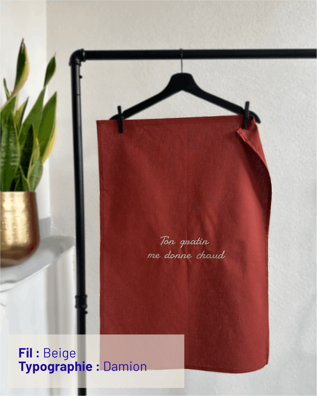 Torchon personnalisable - Broderie personnalisée - Coloris Terracotta - Simone Home