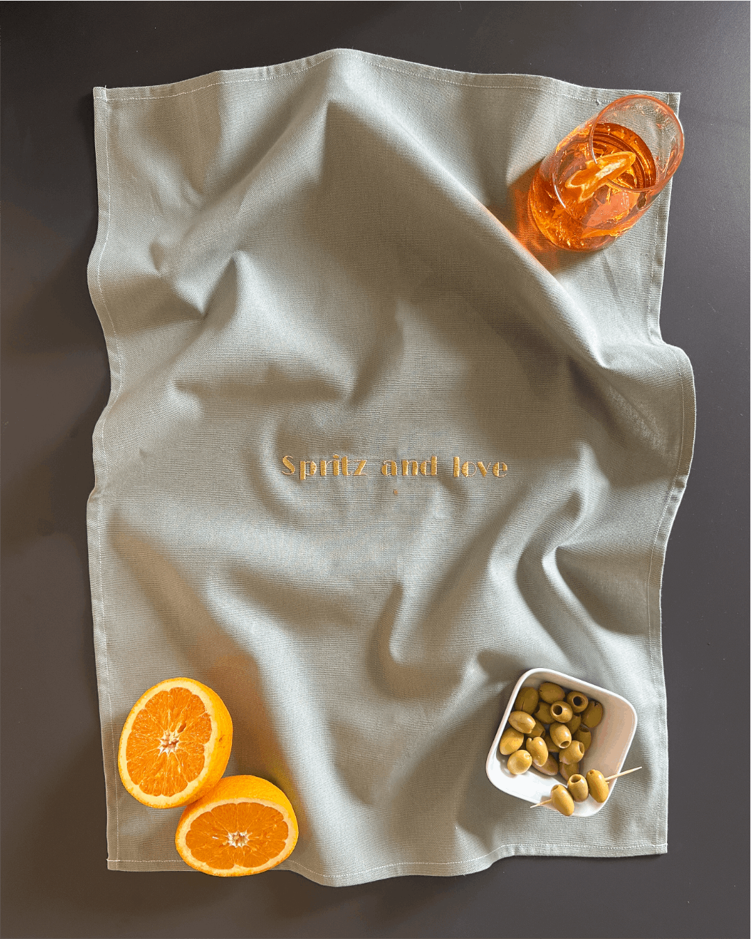  Torchon de cuisine Vert céladon - Spritz and love  -  Collection la dolce vita - Simone Home 