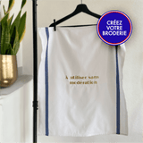 Torchon Blanc Bandes bleues - Broderie personnalisée