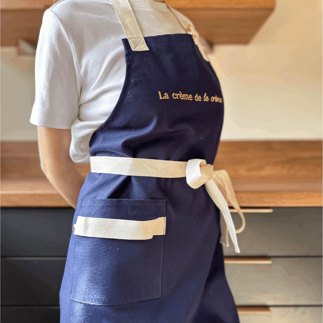 Tablier de cuisine personnalisé - La crème de la crème - coloris bleu marine 