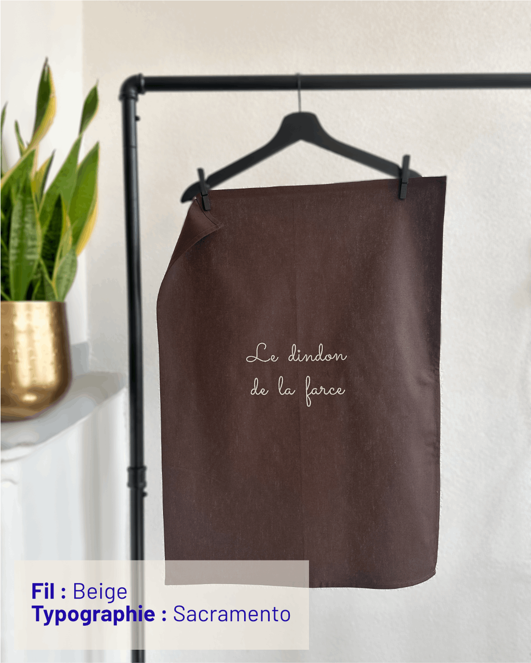 Torchon personnalisable - Broderie personnalisée - Coloris Chocolat - Simone Home 