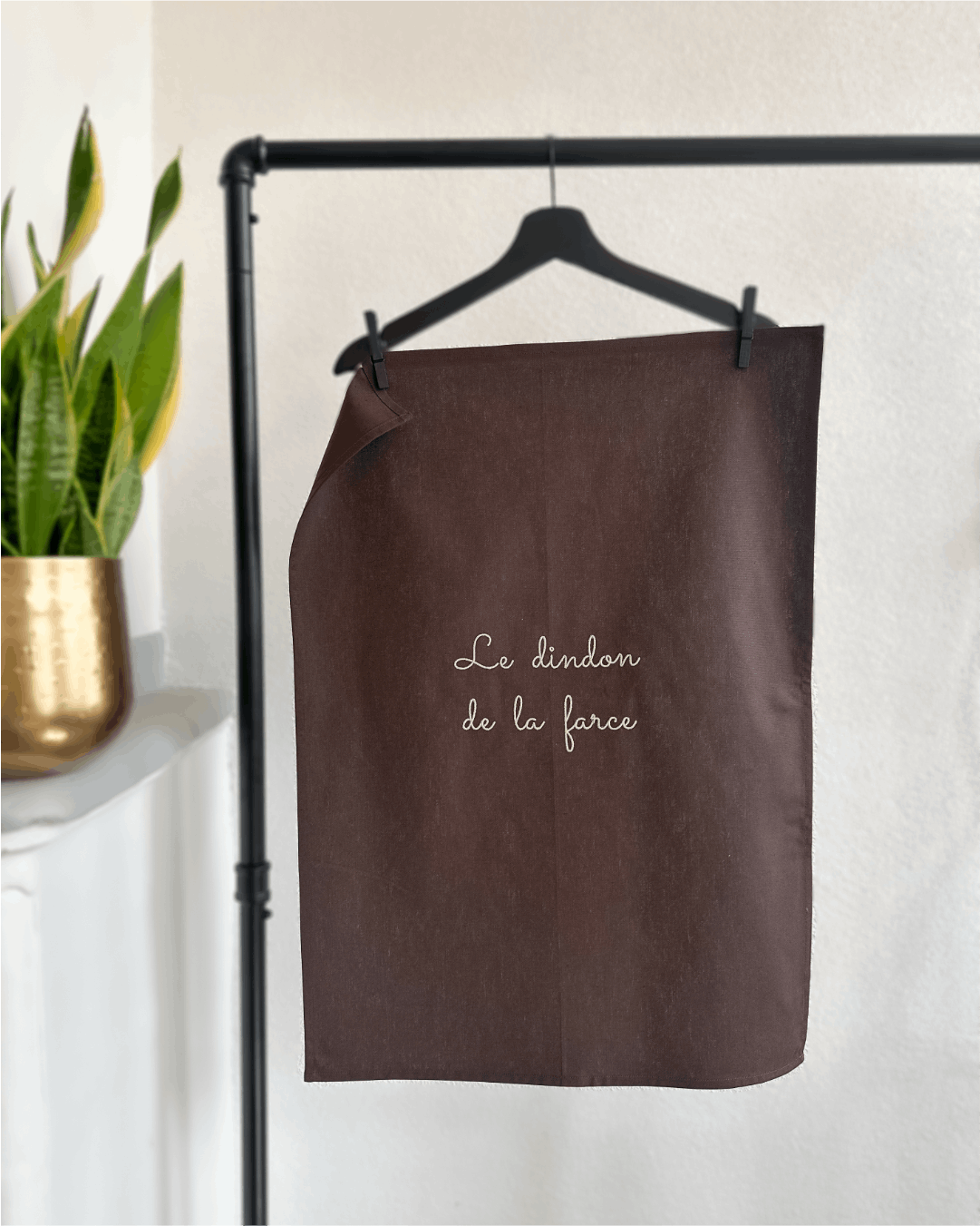 Torchon personnalisable - Broderie personnalisée - Coloris Chocolat - Simone Home 