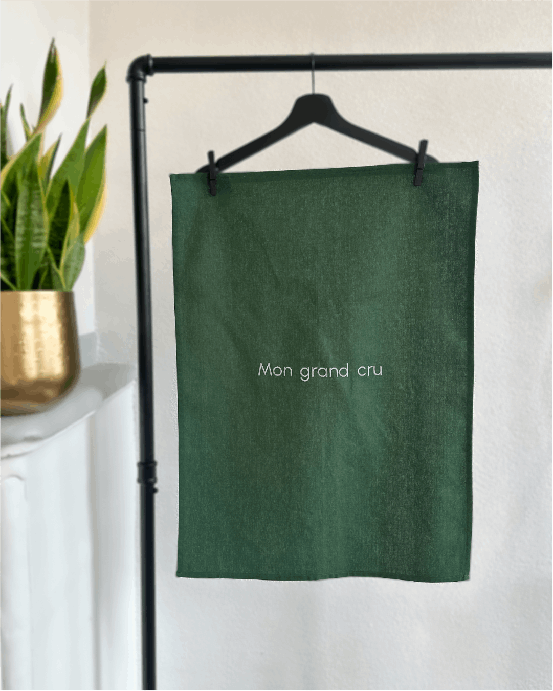 Torchon personnalisable - Broderie personnalisée - Coloris vert Sapin - Simone Home 