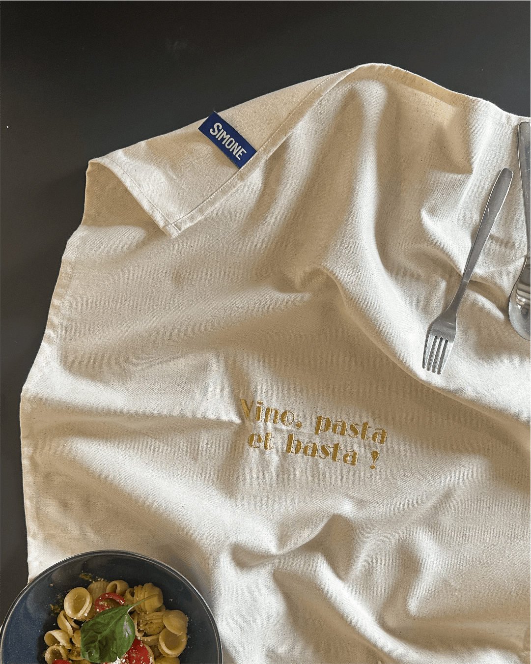  Torchon de cuisine Beige - Vino, Pasra et basta  -  Collection la dolce vita - Simone Home 
