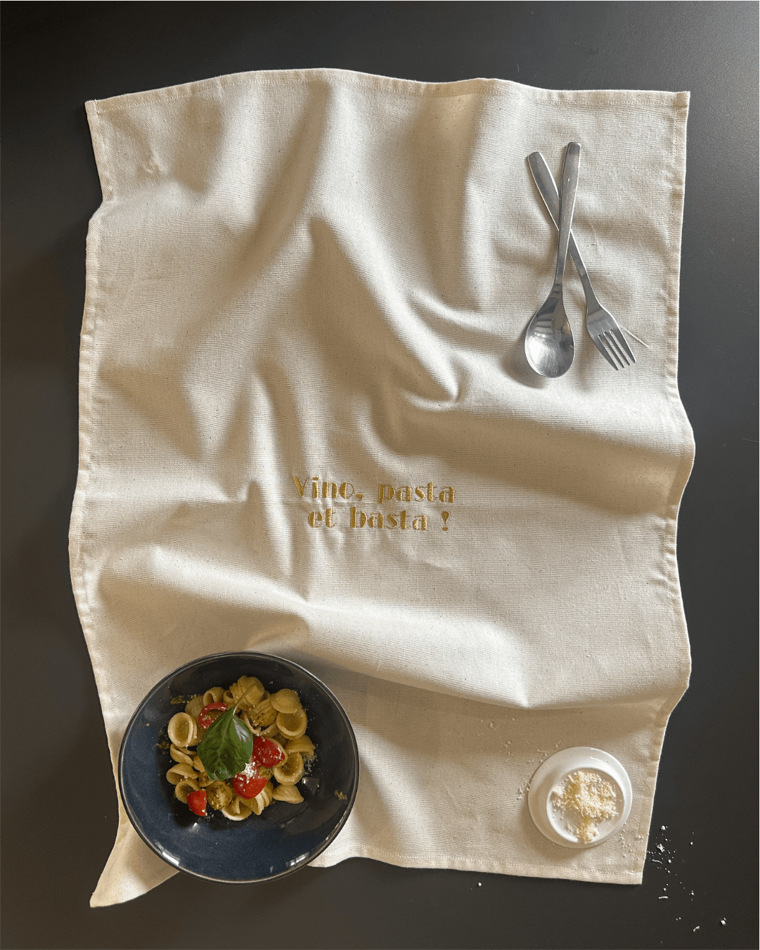  Torchon de cuisine Beige - Vino, Pasra et basta  -  Collection la dolce vita - Simone Home 